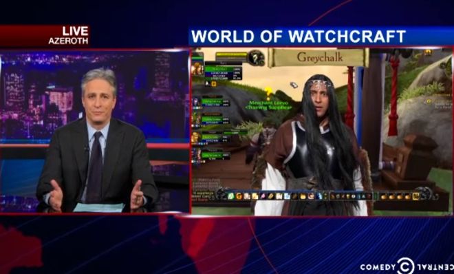 Jon Stewart laughs at WoW