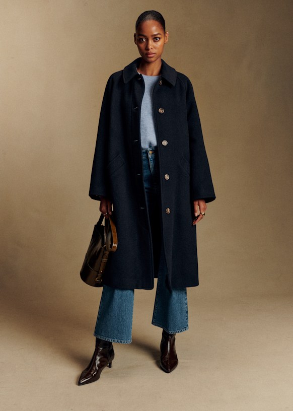 Clyde Coat - Navy - Recycled Wool - Sézane