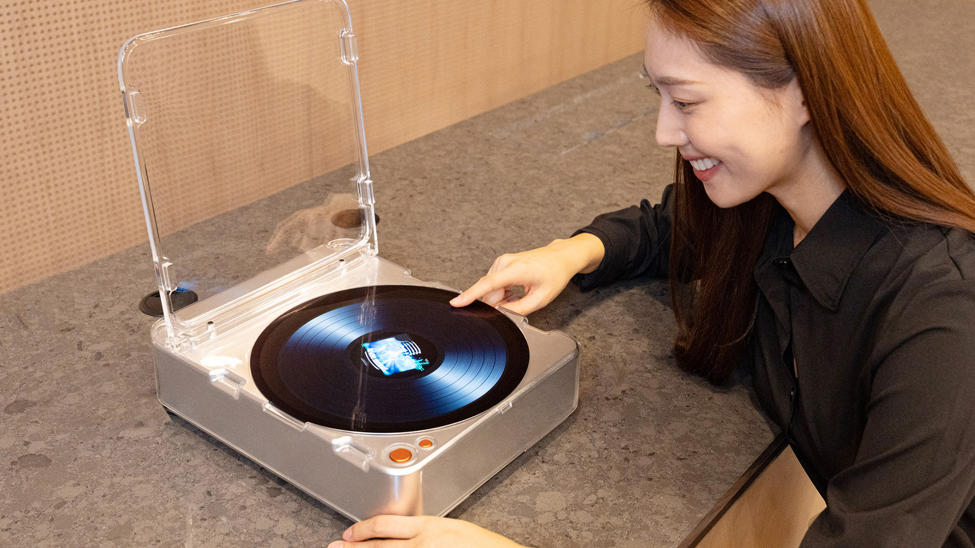 Samsung AI OLED Turntable press image from CES 2026