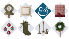 an assortment of Christmas decor in shades of red and green 