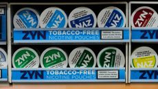 ZYN packages for sale at a convenience store in New York City.