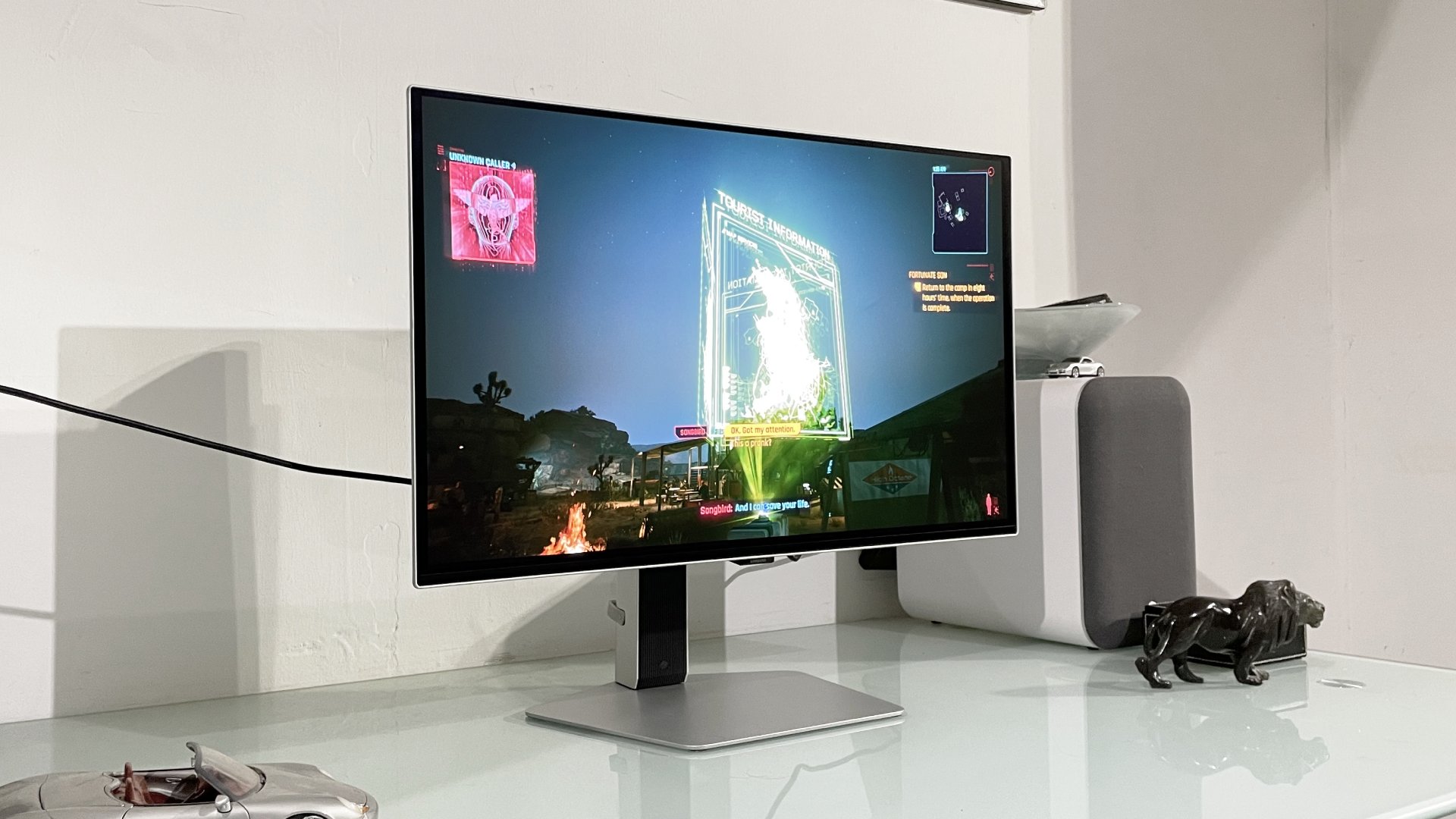 Samsung Odyssey OLED G6 G60SF monitor on a desk in a home office