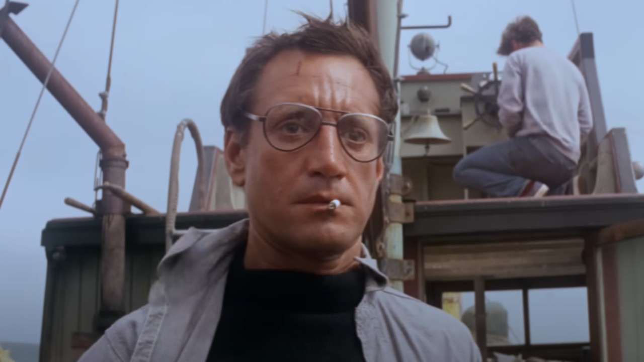Brody with a cigerette in his mouth in Jaws.