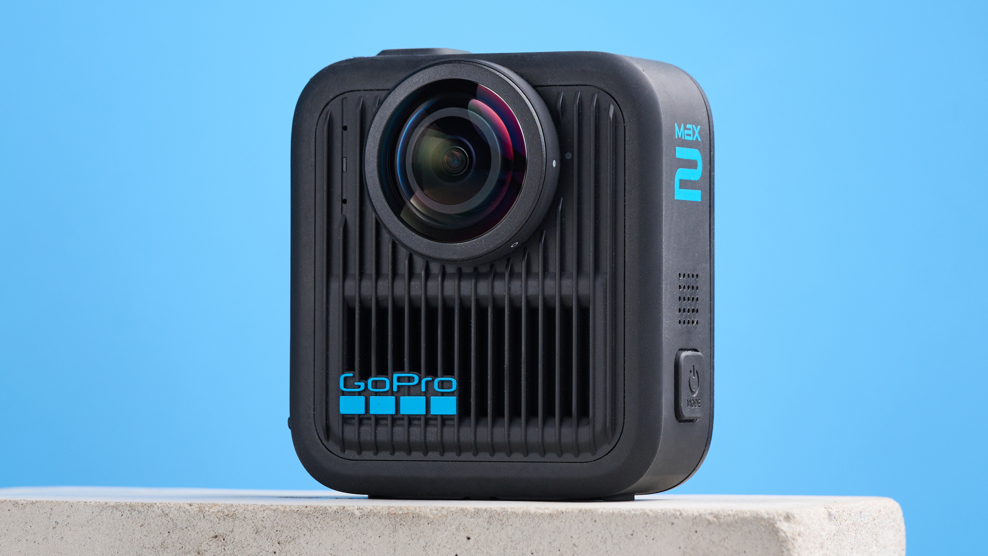 GoPro MAX2 on a stone surface