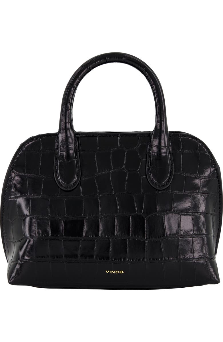 Mini Delphine Croc Embossed Leather Top Handle Bag