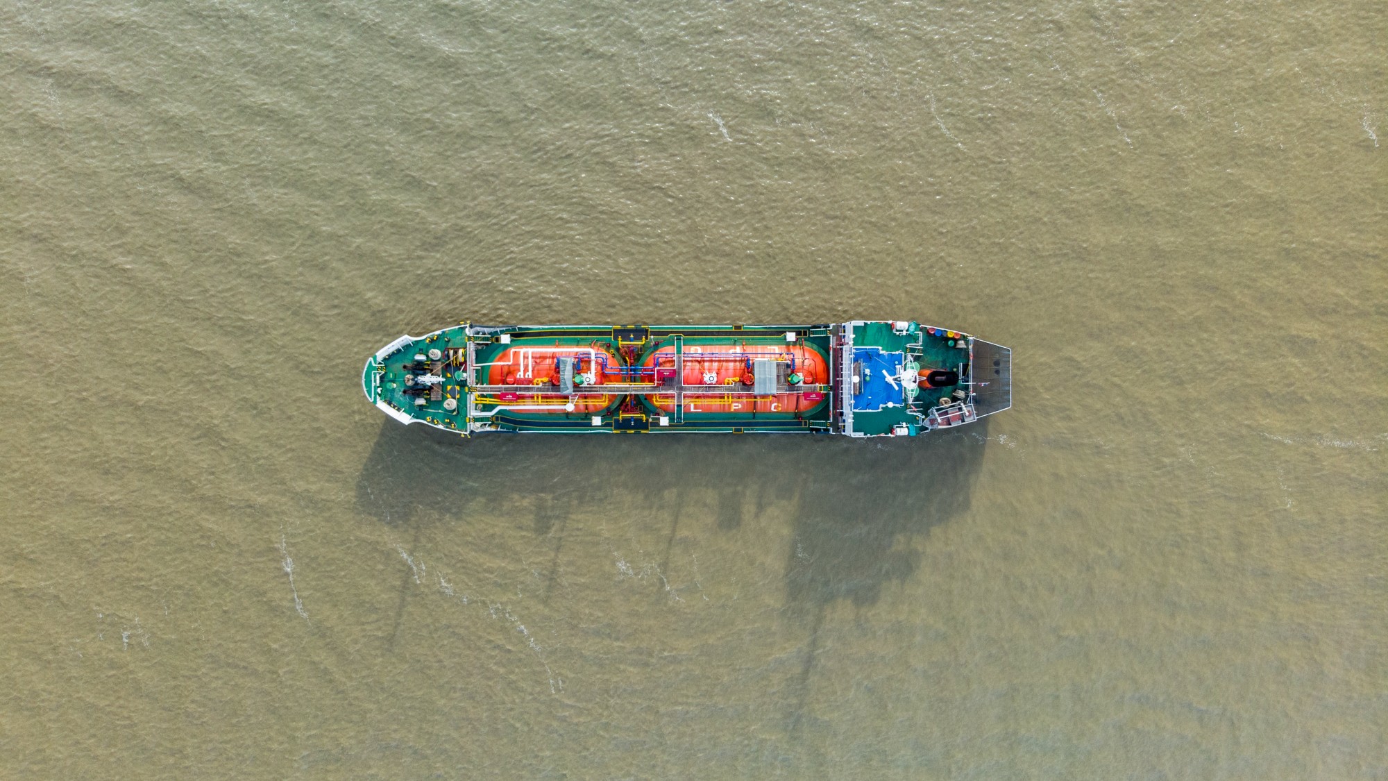 Aerial view of a tanker