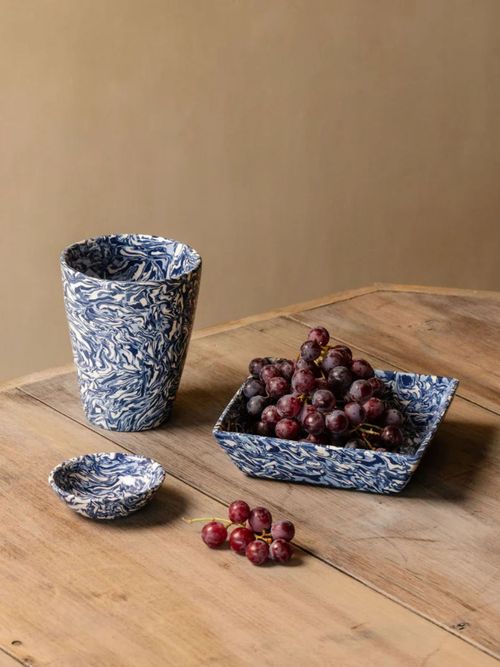 Aptware Marble Ceramic Vase in Blue