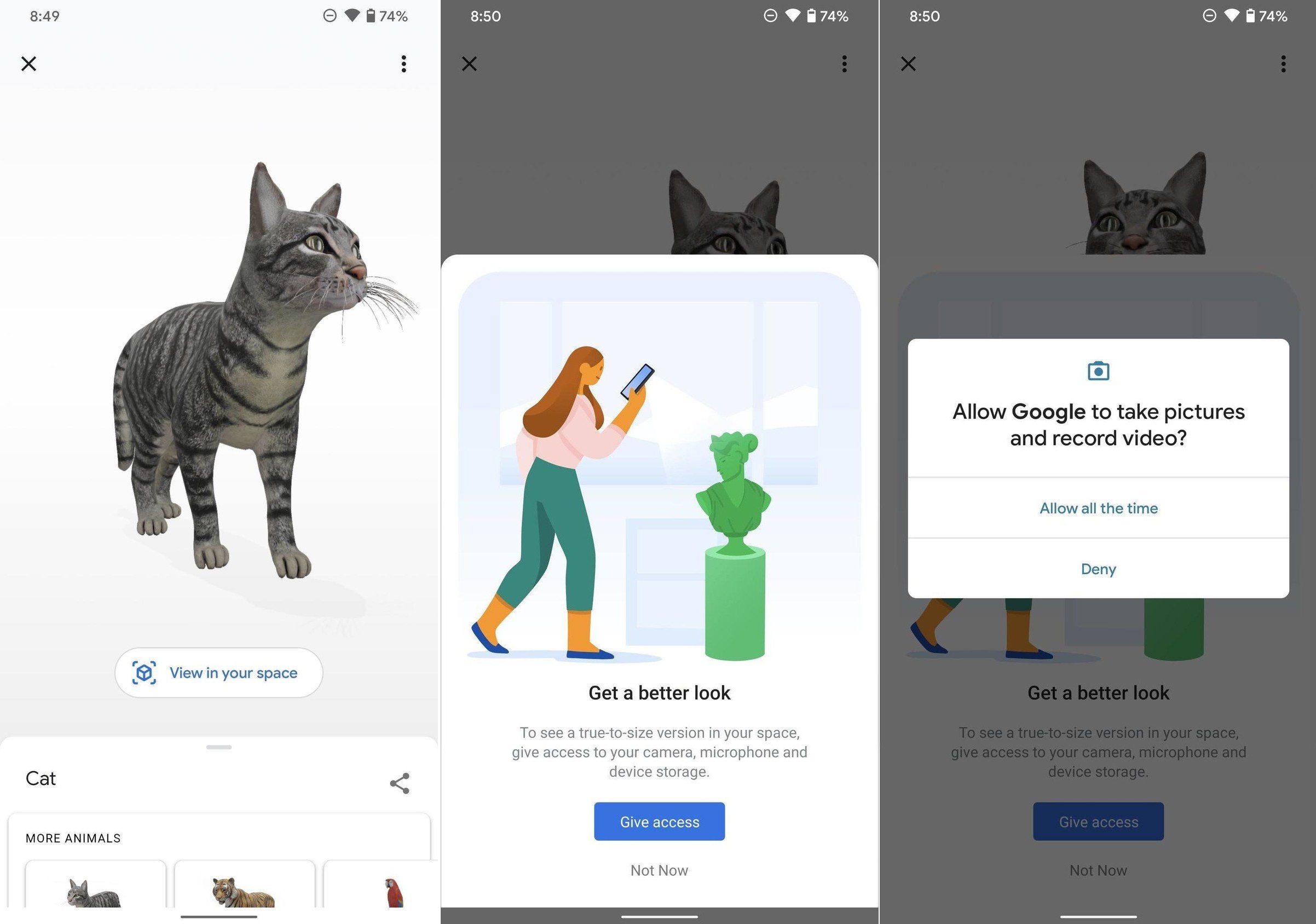 Comment utiliser les animaux et objets 3D de Google en RA