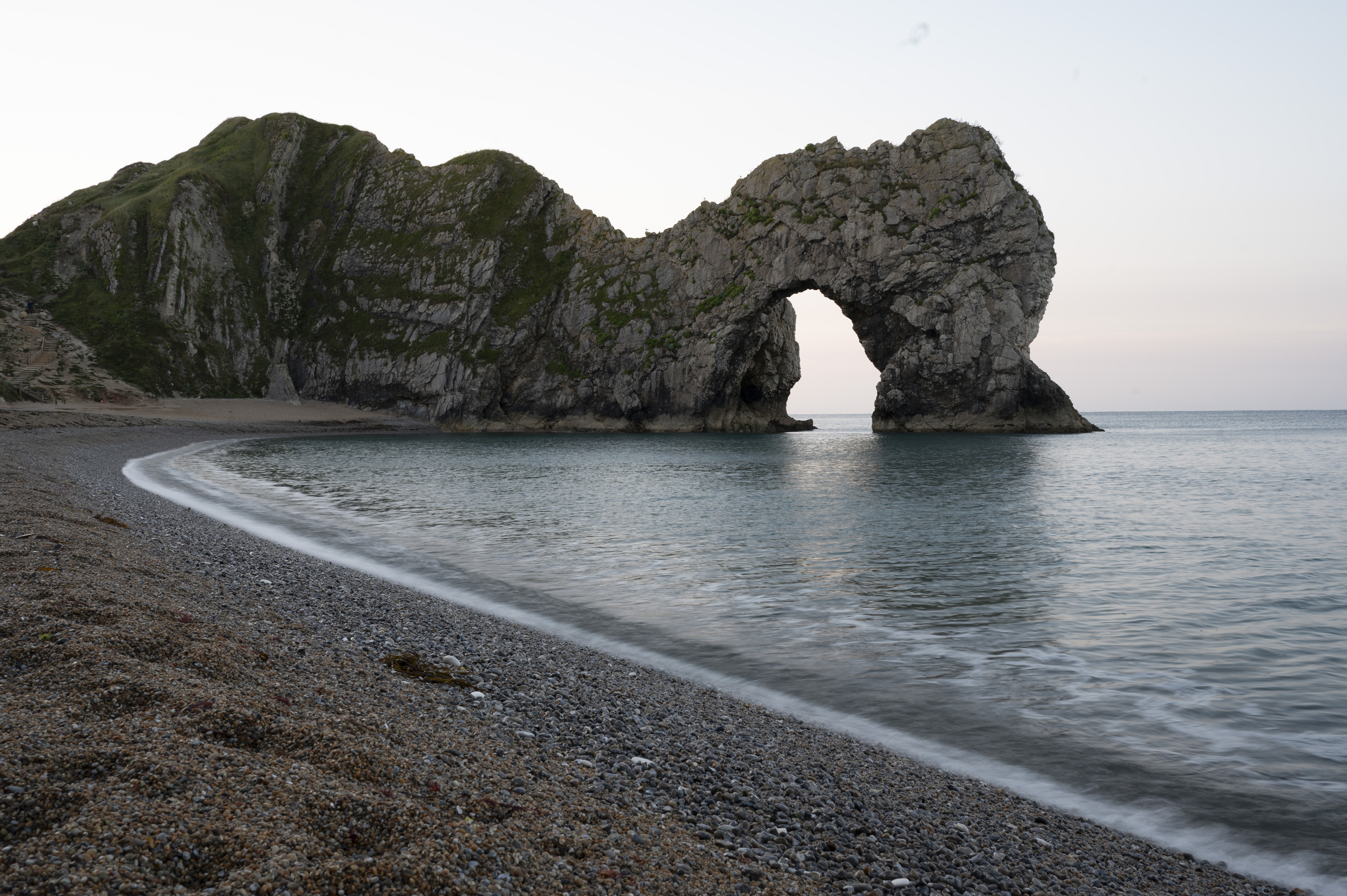 The famous Durdle Door beach at first light, taken with the Nikon Z 35mm f/1.4 lens