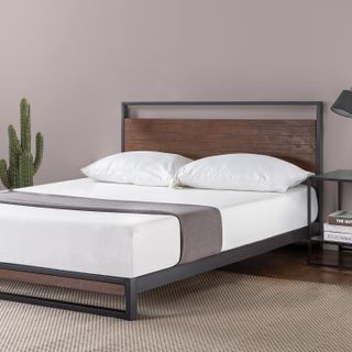 Zinus Suzanne Metal and Wood Platform Bed with Headboard
