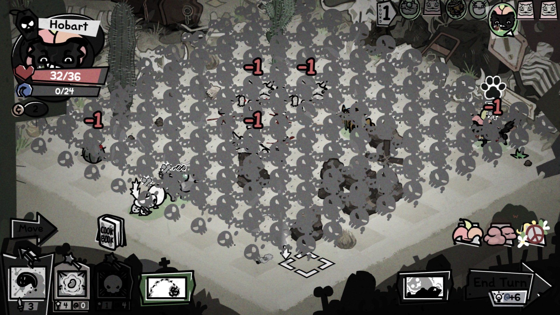 A spell covering the entire battlefield in Mewgenics.