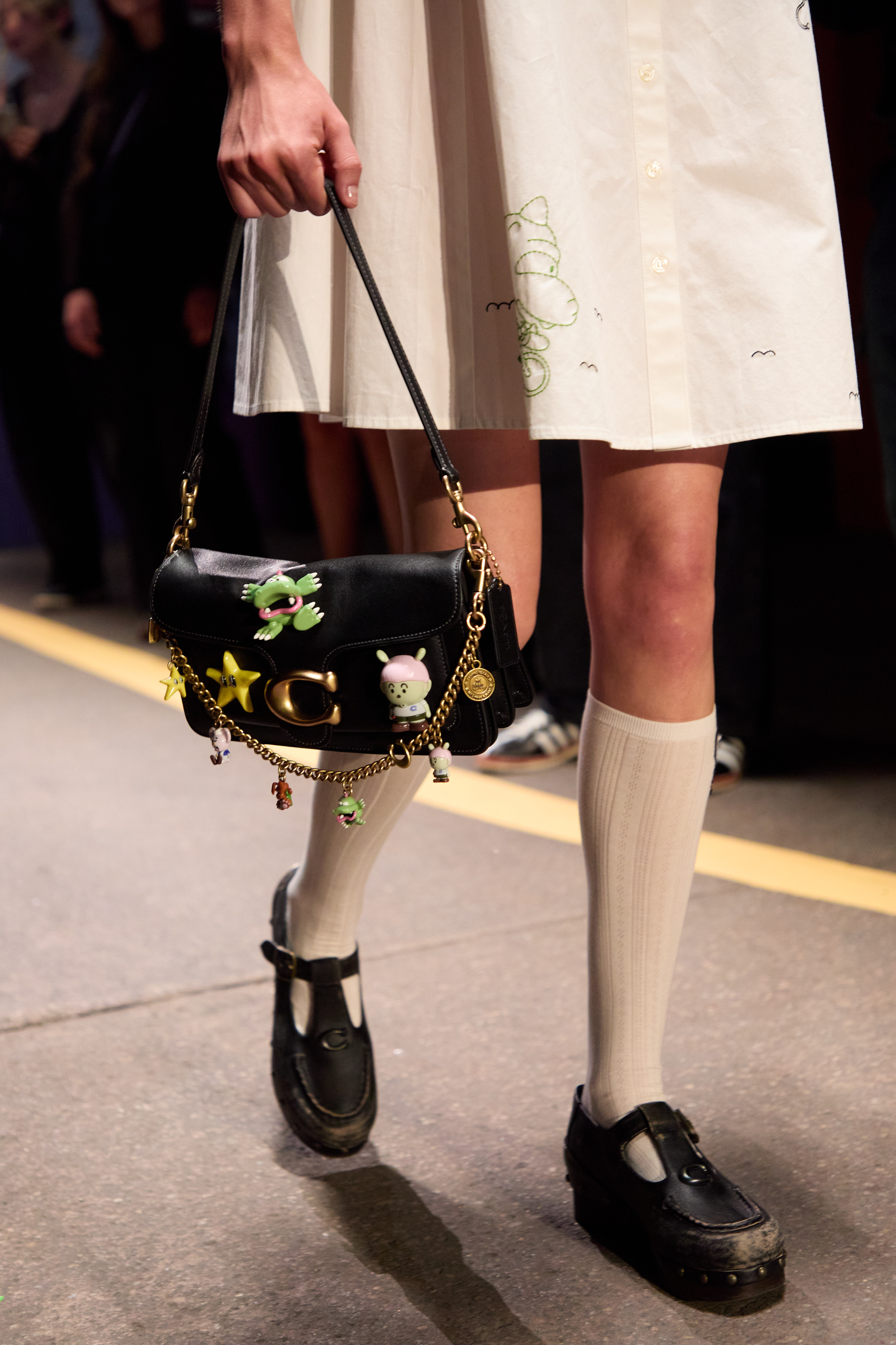 Coach x Brain Dead capsule collection 2026 runway model.
