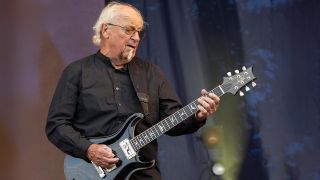 CROPREDY, OXFORDSHIRE - AUGUST 09: Martin Barre performs onstage during Fairport's Cropredy Convention on August 09, 2025 in Cropredy, Oxfordshire. (Photo by Steve Thorne/Redferns)