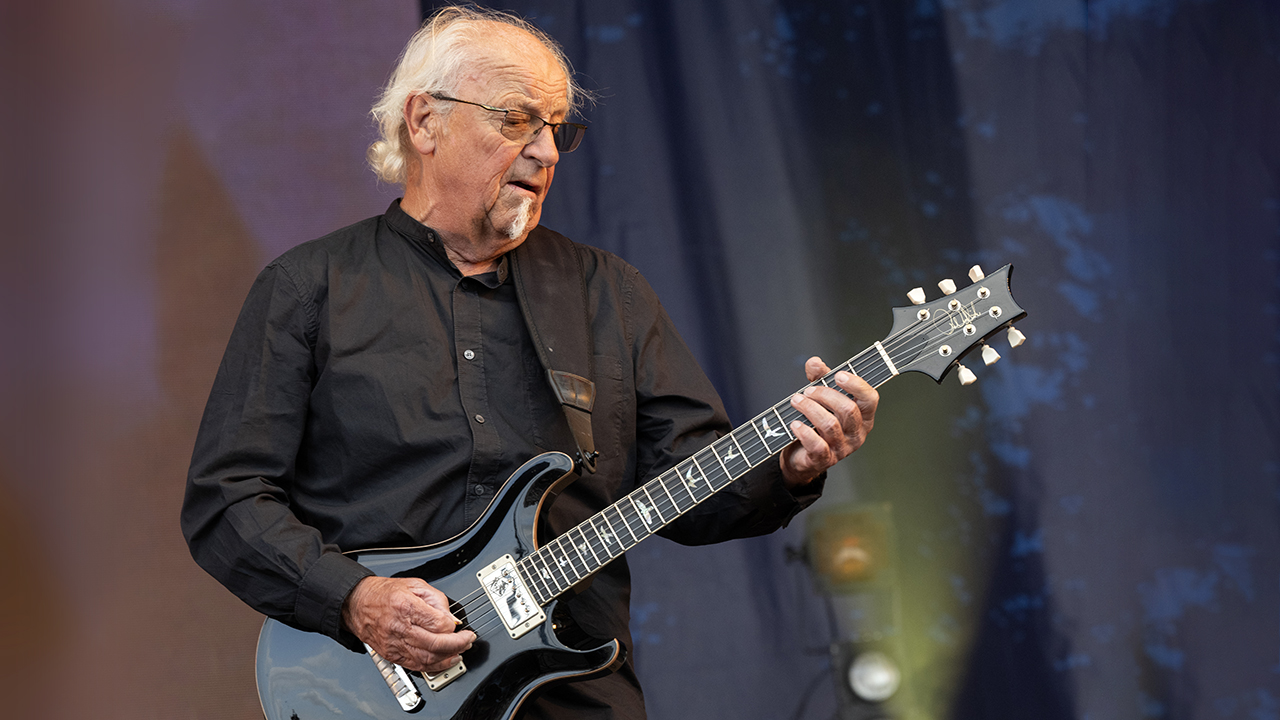 CROPREDY, OXFORDSHIRE - AUGUST 09: Martin Barre performs onstage during Fairport's Cropredy Convention on August 09, 2025 in Cropredy, Oxfordshire. (Photo by Steve Thorne/Redferns)
