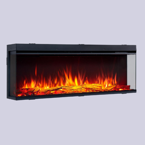 Flamme 51&amp;rdquo;/130cm Knighton Platinum Smart Inset Media Wall Electric Fireplace 1-2-3 Sided View Compatible With Alexa Deep Fuel Bed Perfect for Media Wall