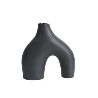 A curvy black vase
