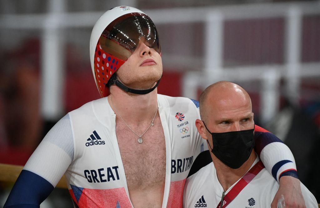 Britains Jack Carlin prepares to compete in the mens track cycling sprint qualifying event during the Tokyo 2020 Olympic Games at Izu Velodrome in Izu Japan on August 4 2021 Photo by Greg Baker AFP Photo by GREG BAKERAFP via Getty Images