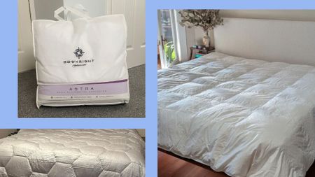 A collage of a comforters being tested as per our testing methodology.