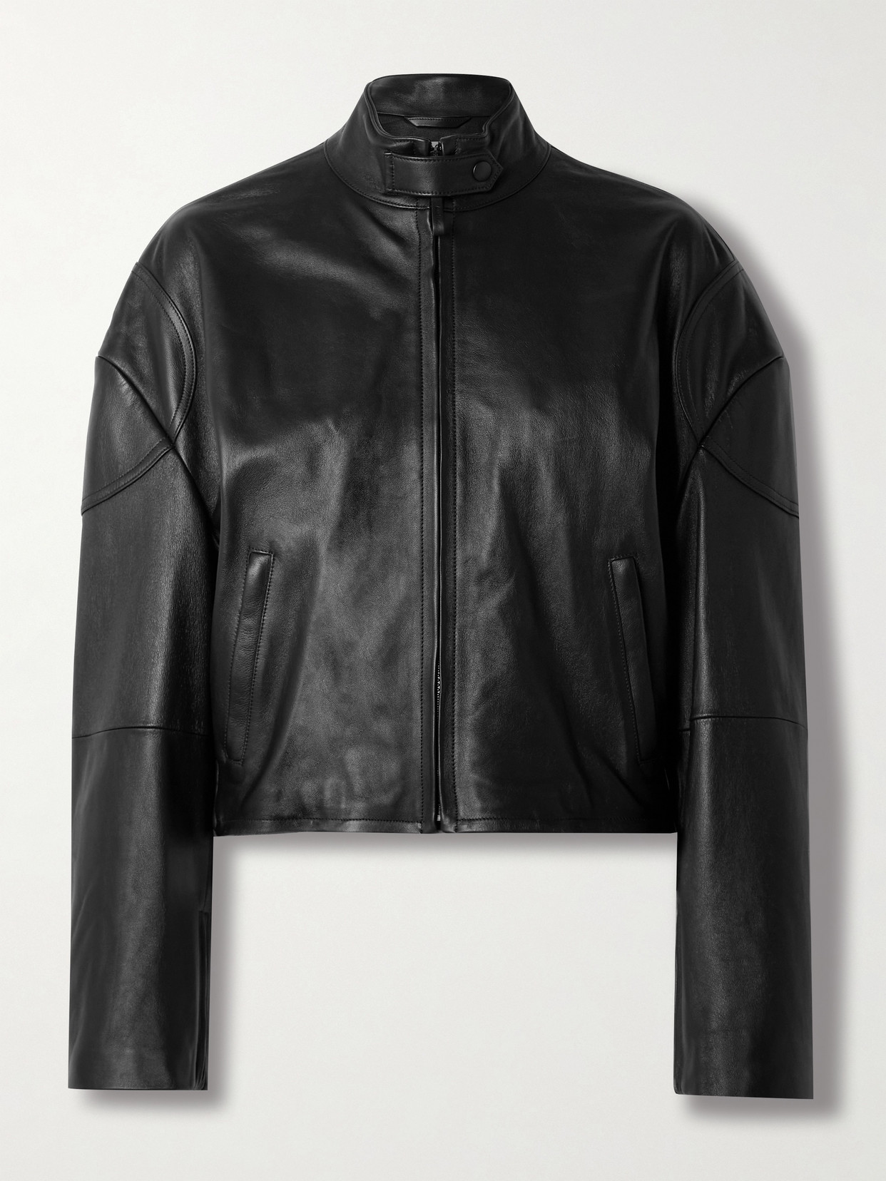 Cropped Leather Biker Jacket