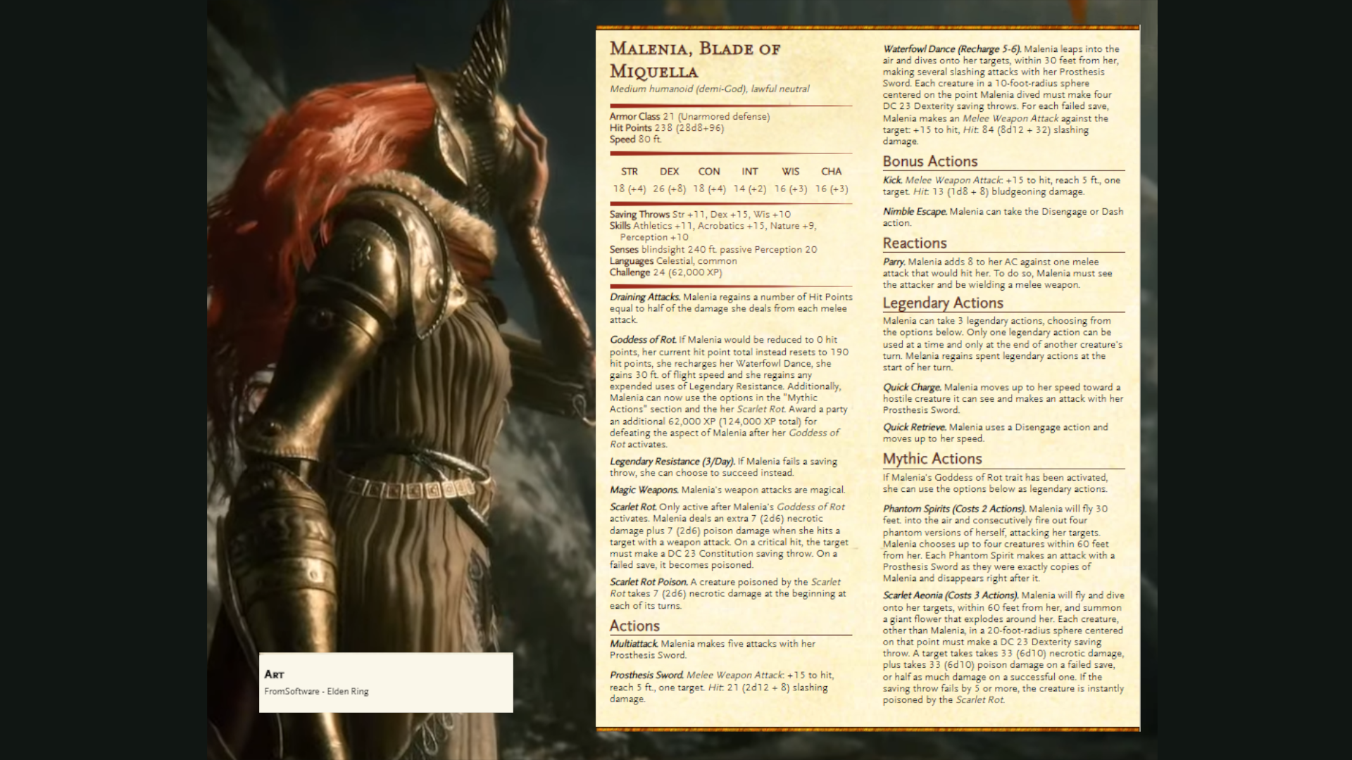 Elden Ring D&D stat blocks let you fight Malenia, Radahn and more in 5E