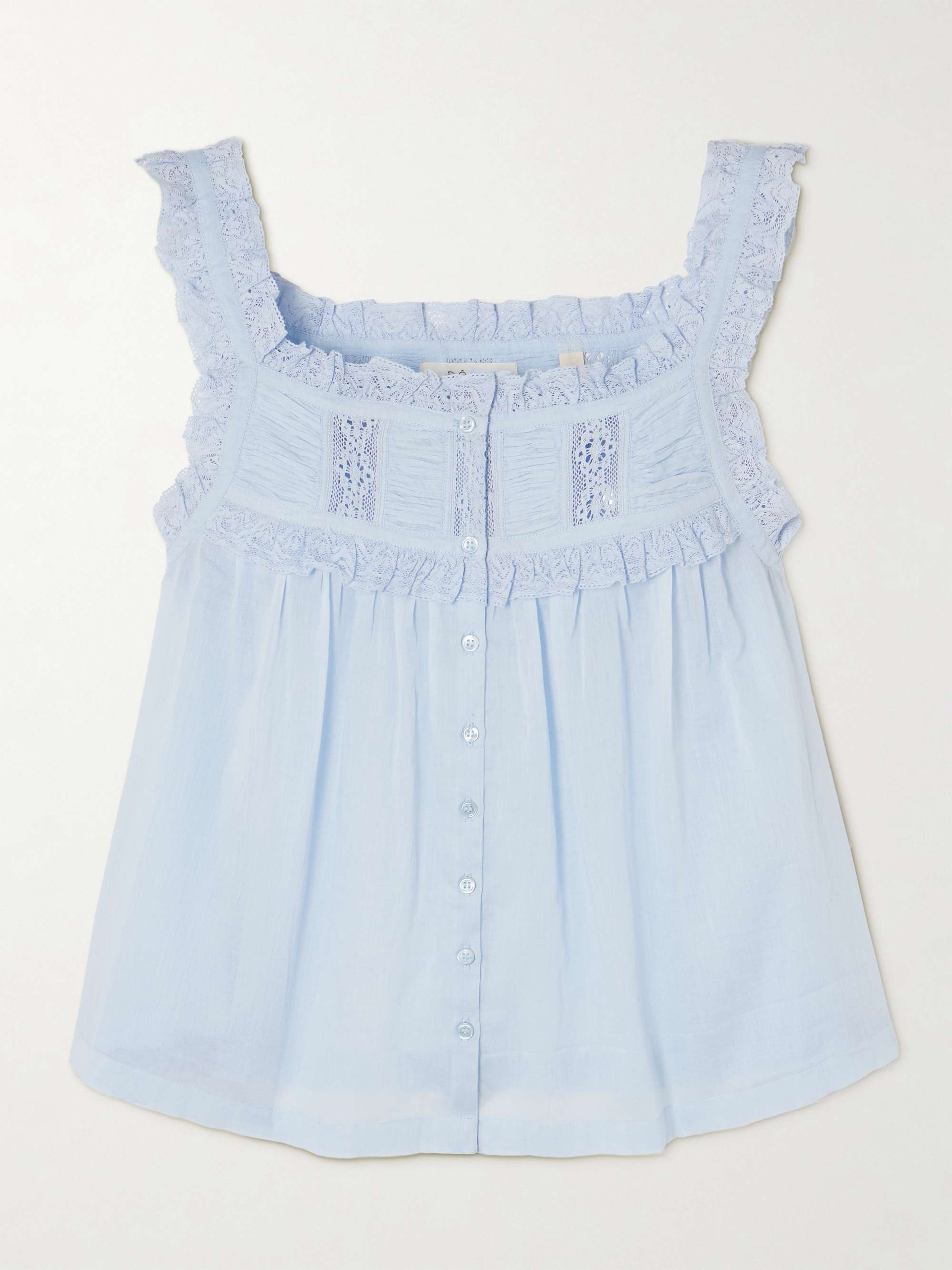 Fidella Cropped Lace-Trimmed Organic Cotton-Voile Top