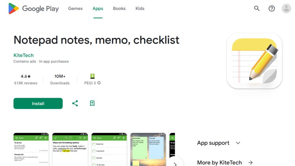 Notepad Notes website screenshot (August 2025).