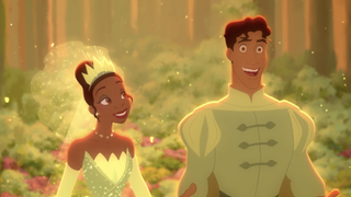 Tiana and Naveen after turning back human in The Princess And The Frog