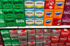 Soda packaging are seen at the grocery store in Las Vegas, United States .