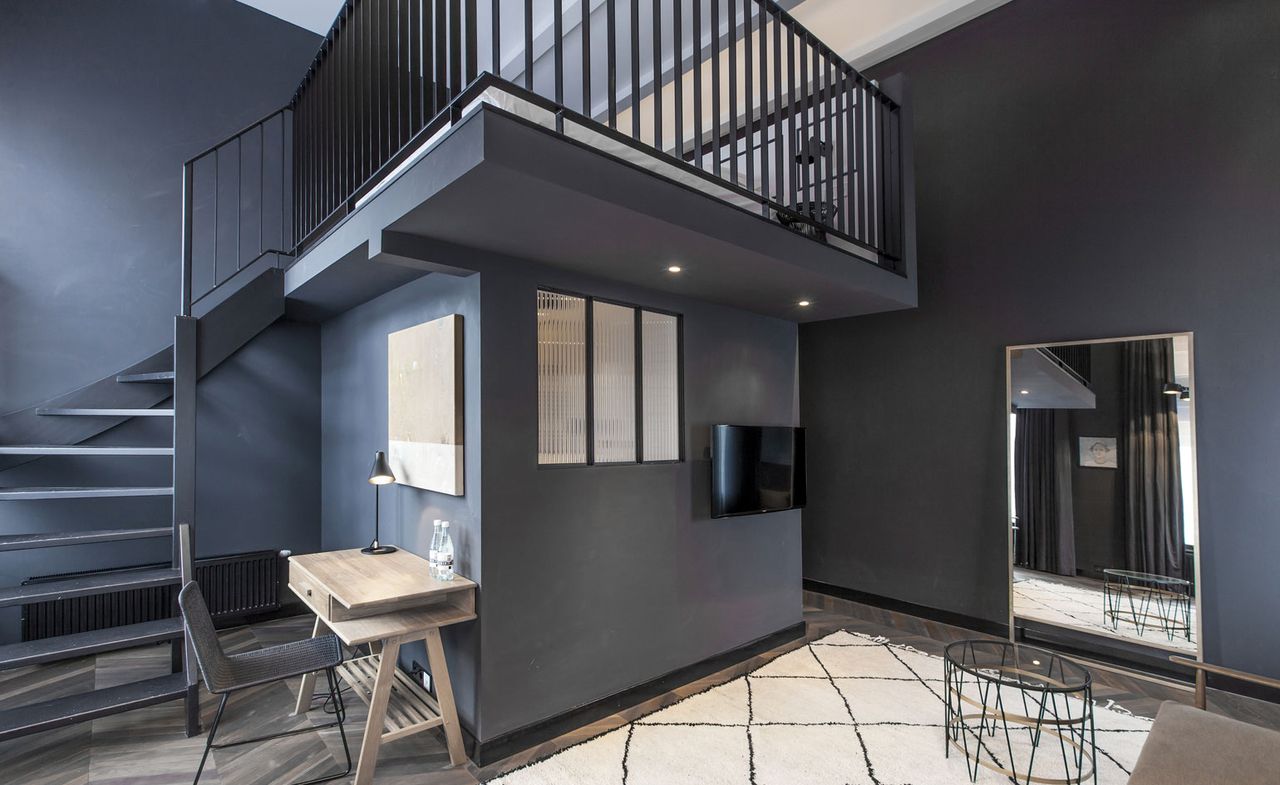 Stairwell and a desk