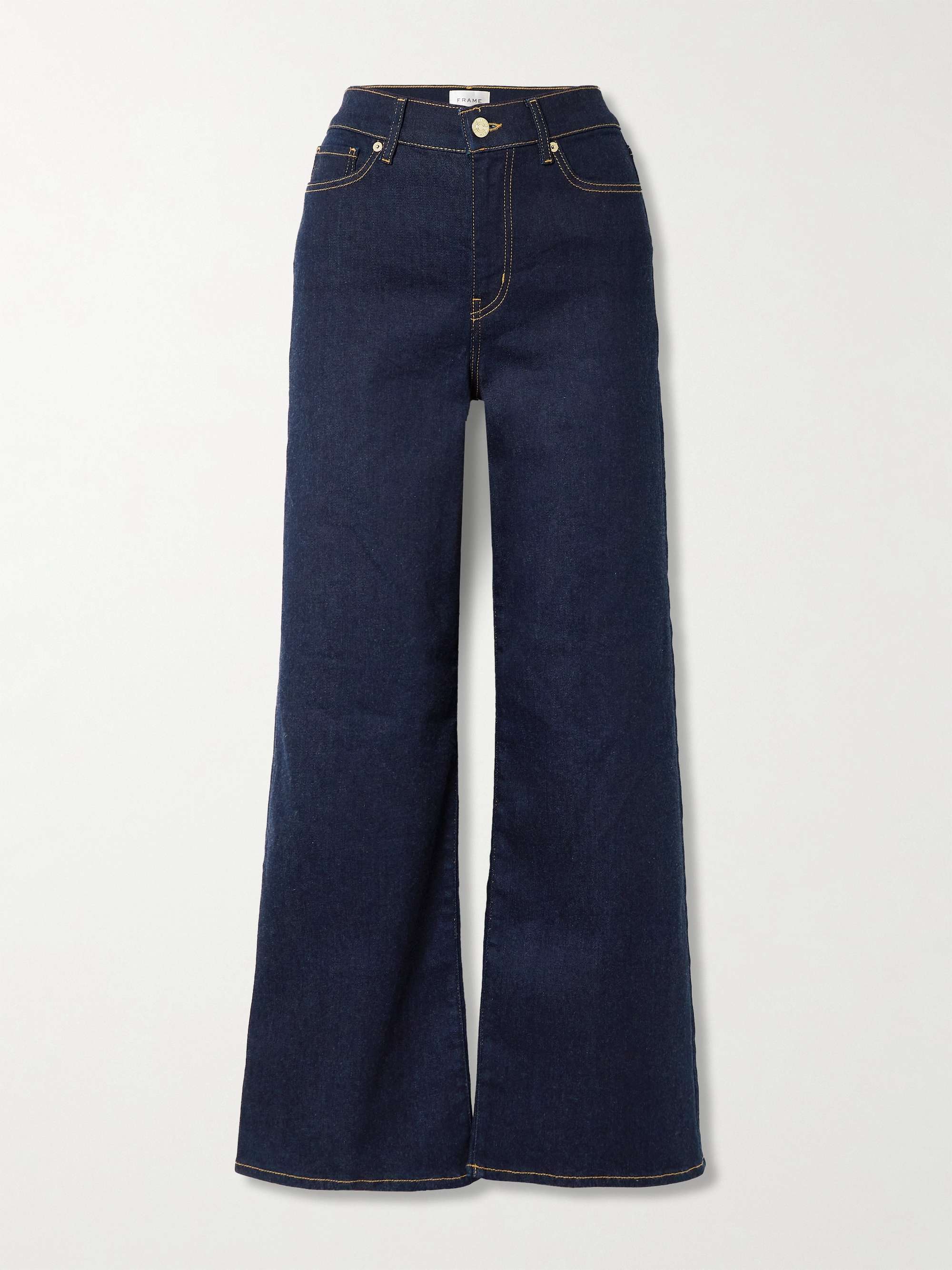 Le Slim Palazzo Topstitched High-Rise Wide-Leg Jeans