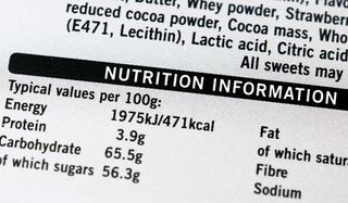 calorie information label
