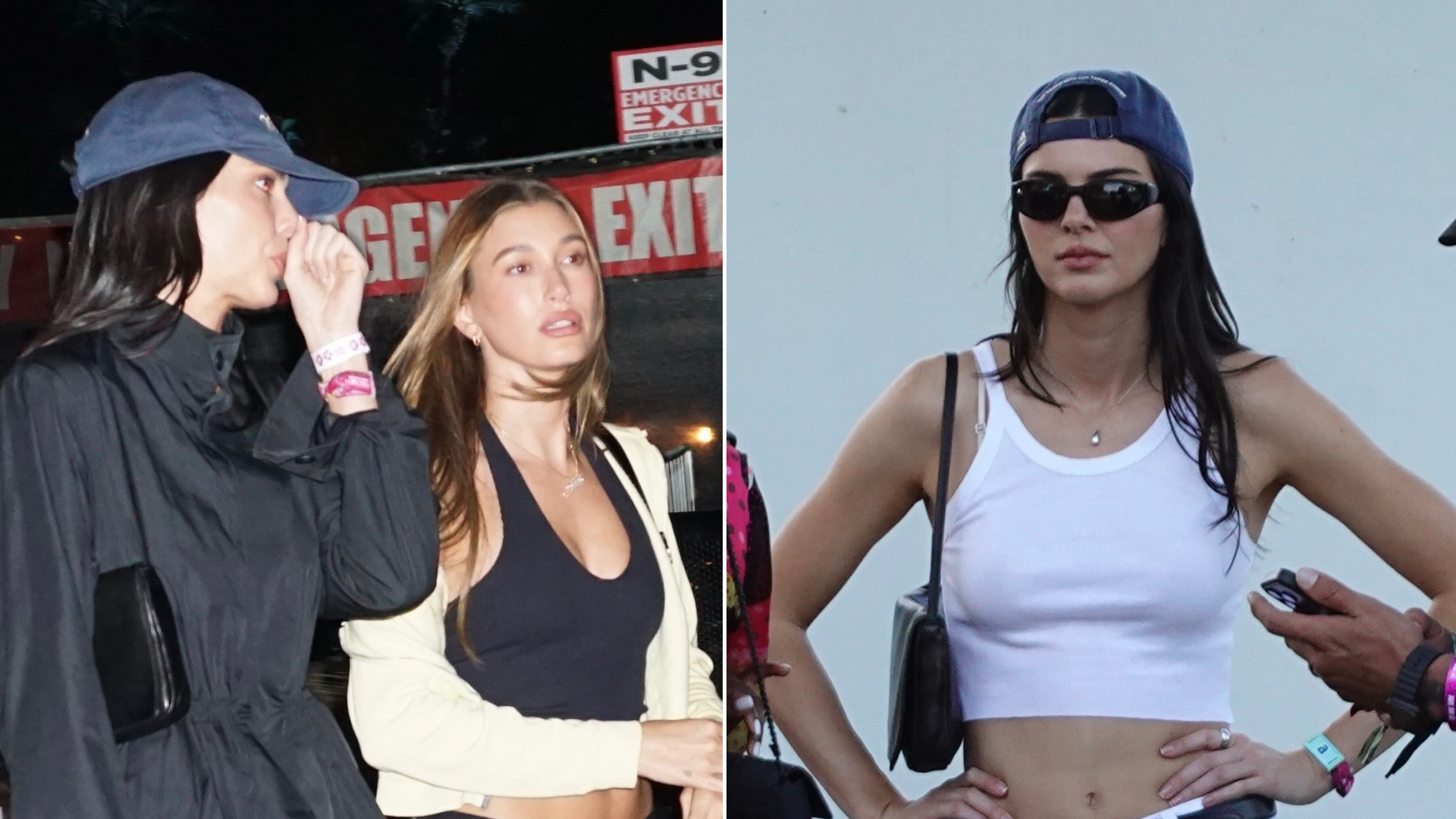 Kendall Jenner borrows Hailey Bieber's cropped white vest for Coachella, as the BFFs attend the first weekend together