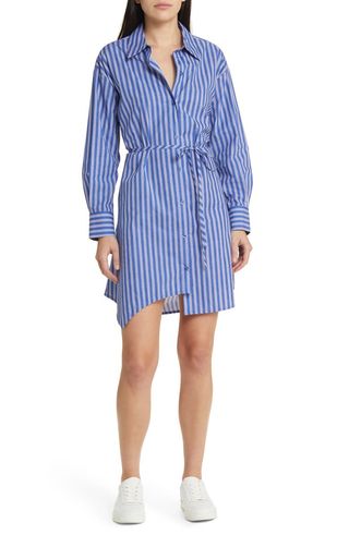 Stripe Long Sleeve Cotton Shirtdress