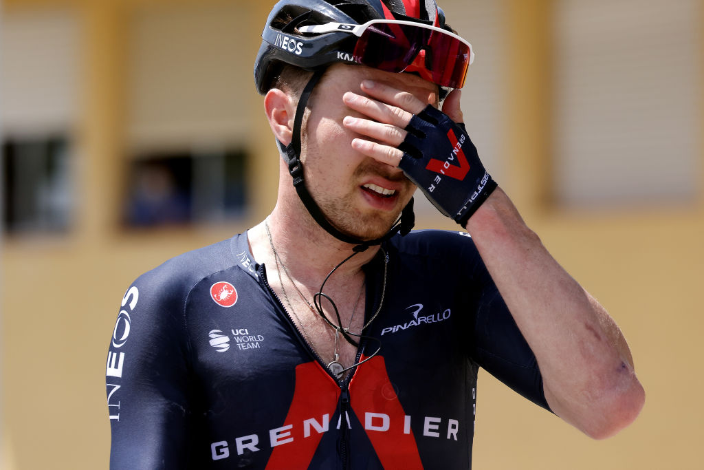CLLAR VEGA SPAIN MAY 21 Owain Doull of United Kingdom and Team INEOS Grenadiers at arrival during the 67th Vuelta A Andalucia Ruta Del Sol 2021 Stage 4 a 1829km stage from Baza to Cllar Vega VCANDALUCIA on May 21 2021 in Cllar Vega Spain Photo by Gonzalo Arroyo MorenoGetty Images