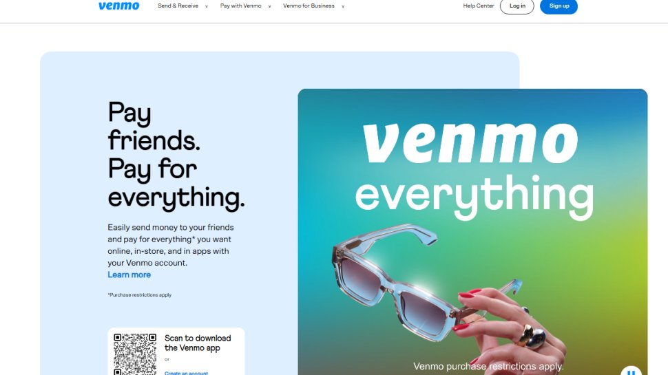 Website screenshot of Venmo (October, 2025)