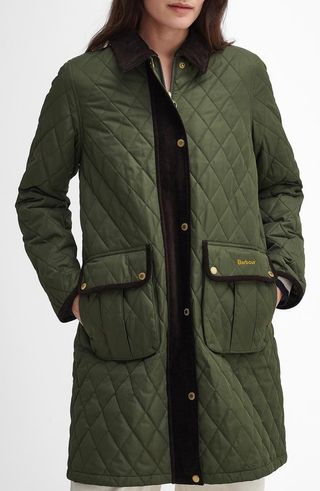 Tulip Corduroy Trim Quilted Coat