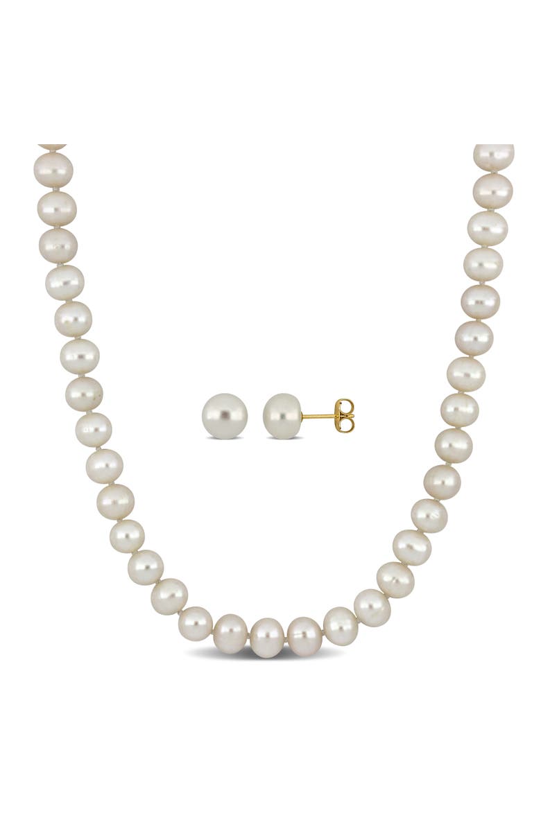 2-Piece Set Cultured Pearl Necklace & Earrings 10k