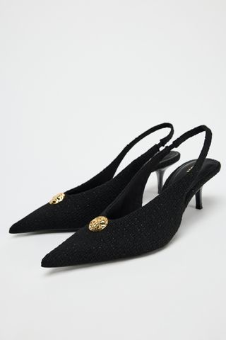 Fabric Slingbacks With Metallic AppliquÉ