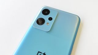 OnePlus Nord CE 2 Lite review: close up of phone camera lenses on a blue phone