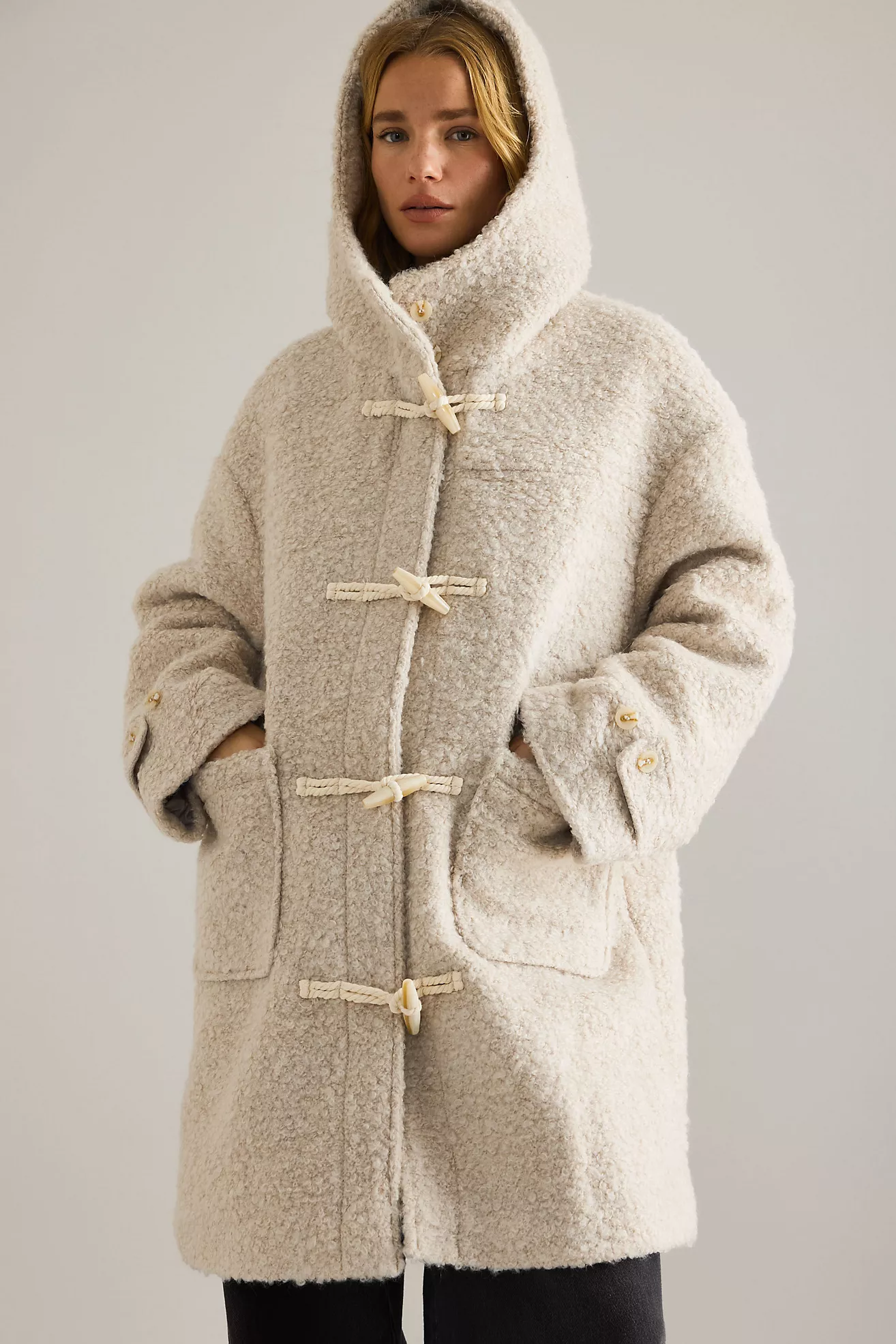Pilcro Wool-Blend Hooded Duffle Coat