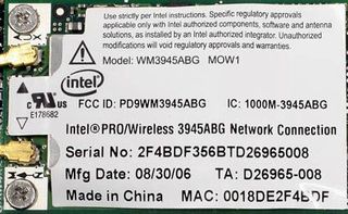 An Intel PRO/Wireless 3945ABG PCI-E mini card pprovides WiFi.