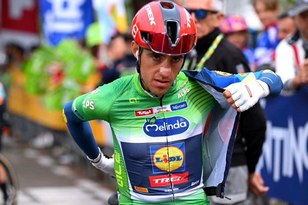 Juanpa Lopez in the Tour of the Alps leader's jersey