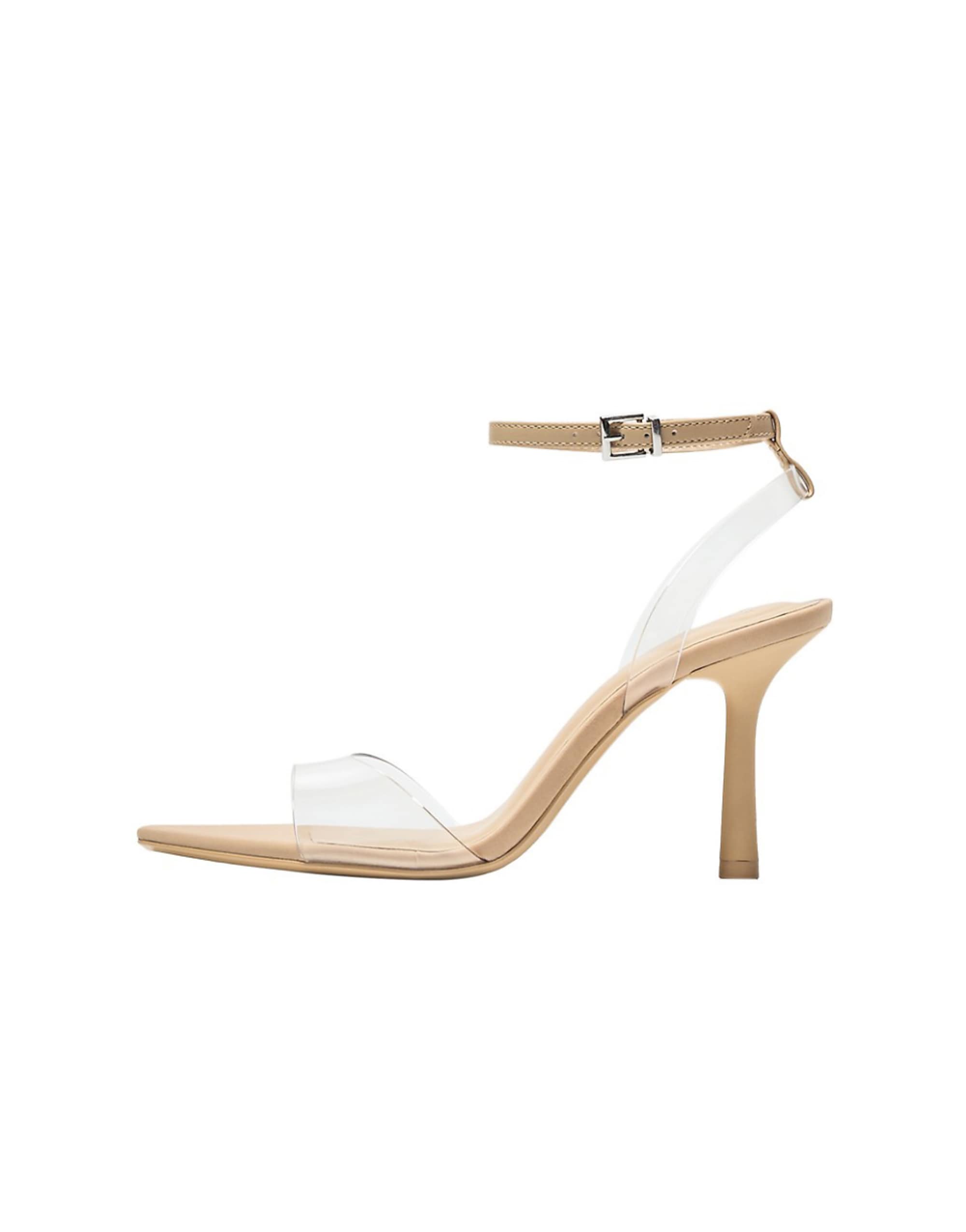 Bershka Vinyl Heeled Sandals in Transparent