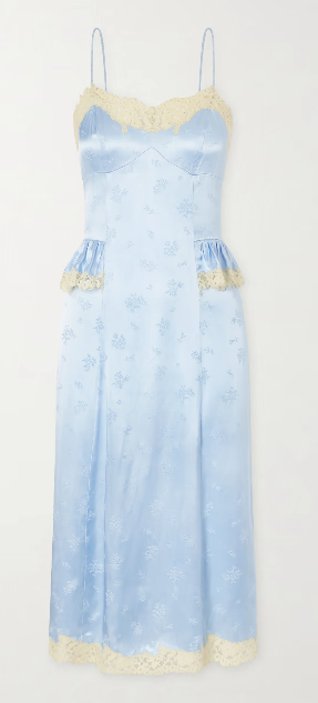 D&amp;ocirc;en, Lace-Trimmed Floral Jacquard Midi Dress