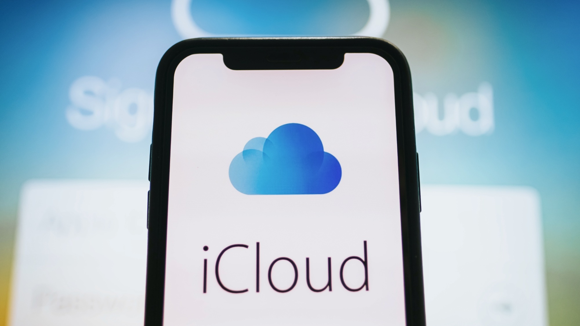 iCloud logo on a phone