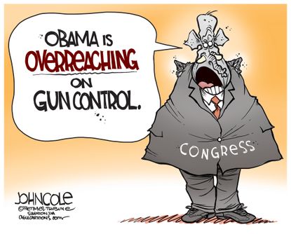 Political cartoon U.S. Gun Control Obama Congress