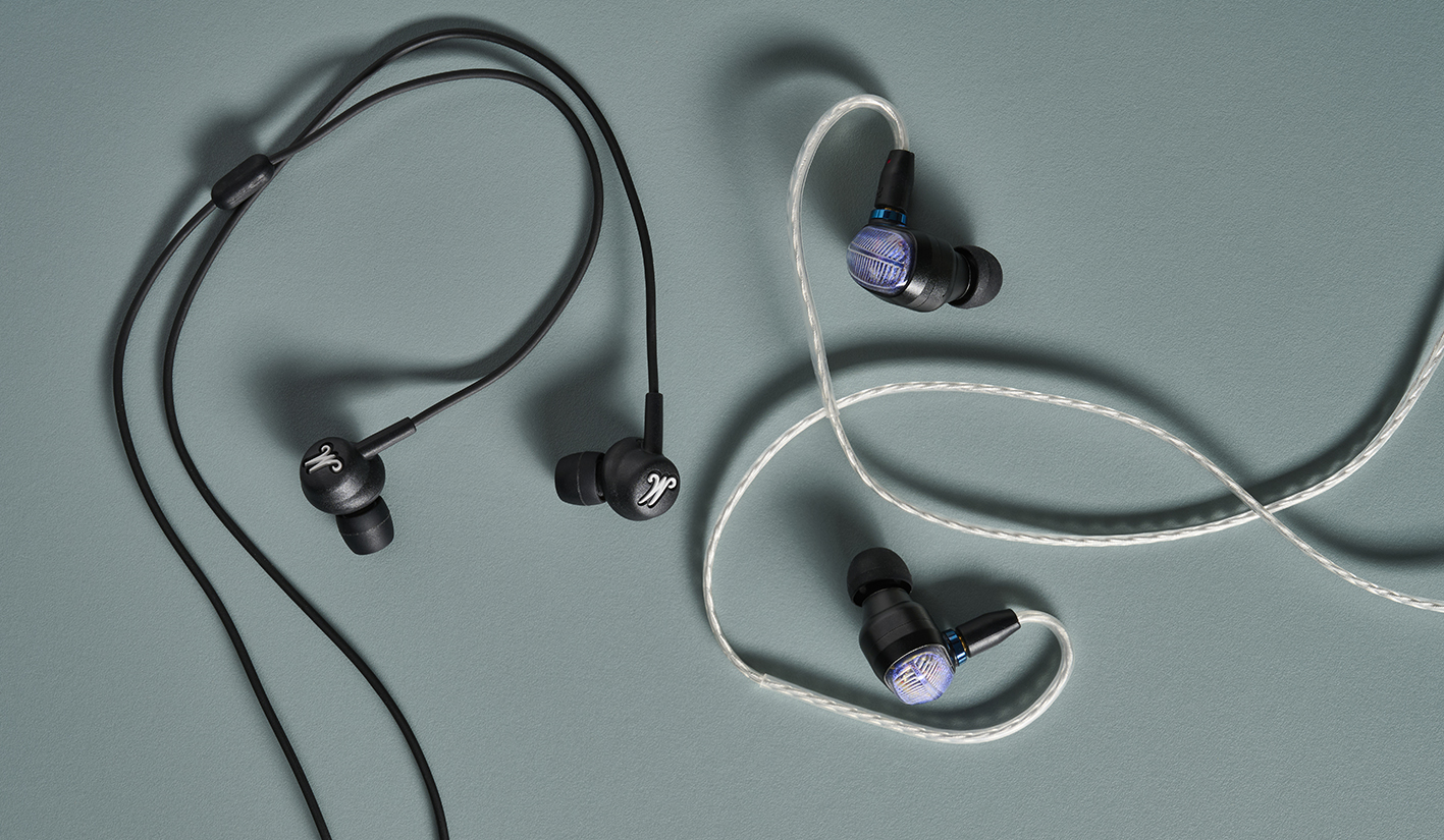 Two pairs of wired in-ear headphones