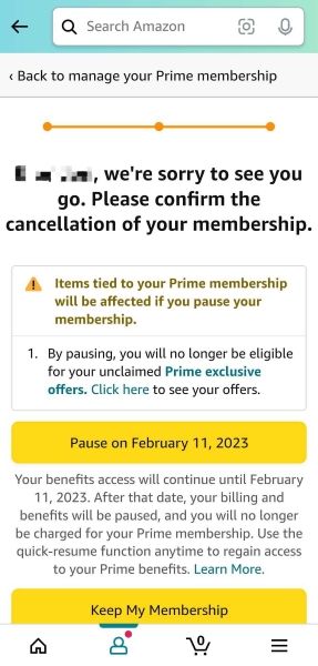 Canceling Amazon Prime