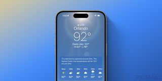A screenshot of the iOS 18 Weather app, featuring a Home location tag and a Feels Like temperature at the top of the screen