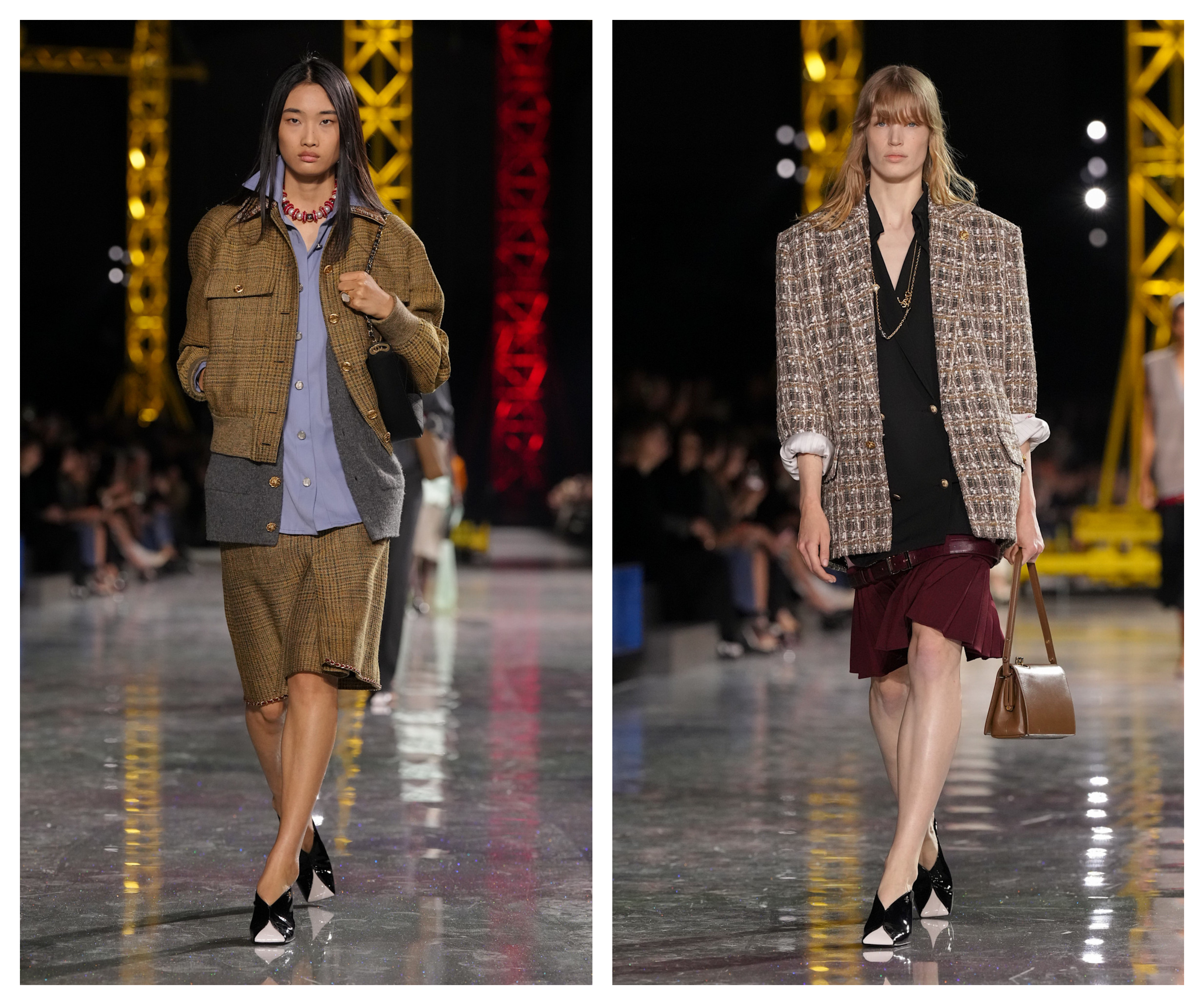 models on the Chanel Fall 2026 fashion show runway wearing high vamp heels